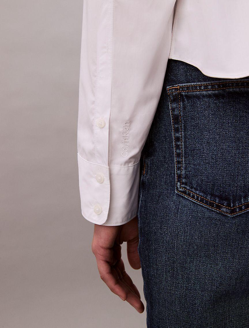 Boxy Cropped Button-Down Shirt Product Image