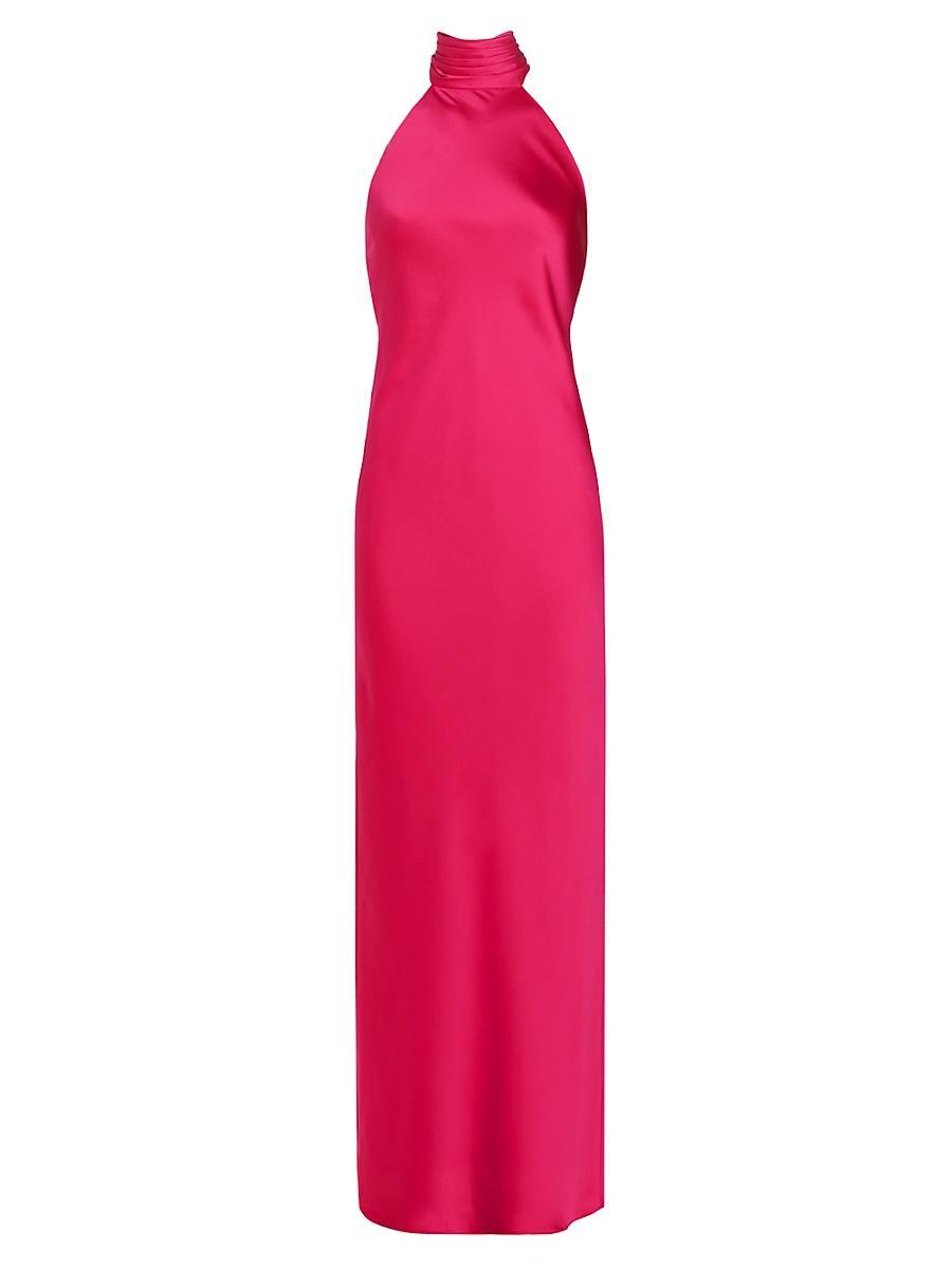 Womens Tatiana High-Neck Satin Gown Product Image