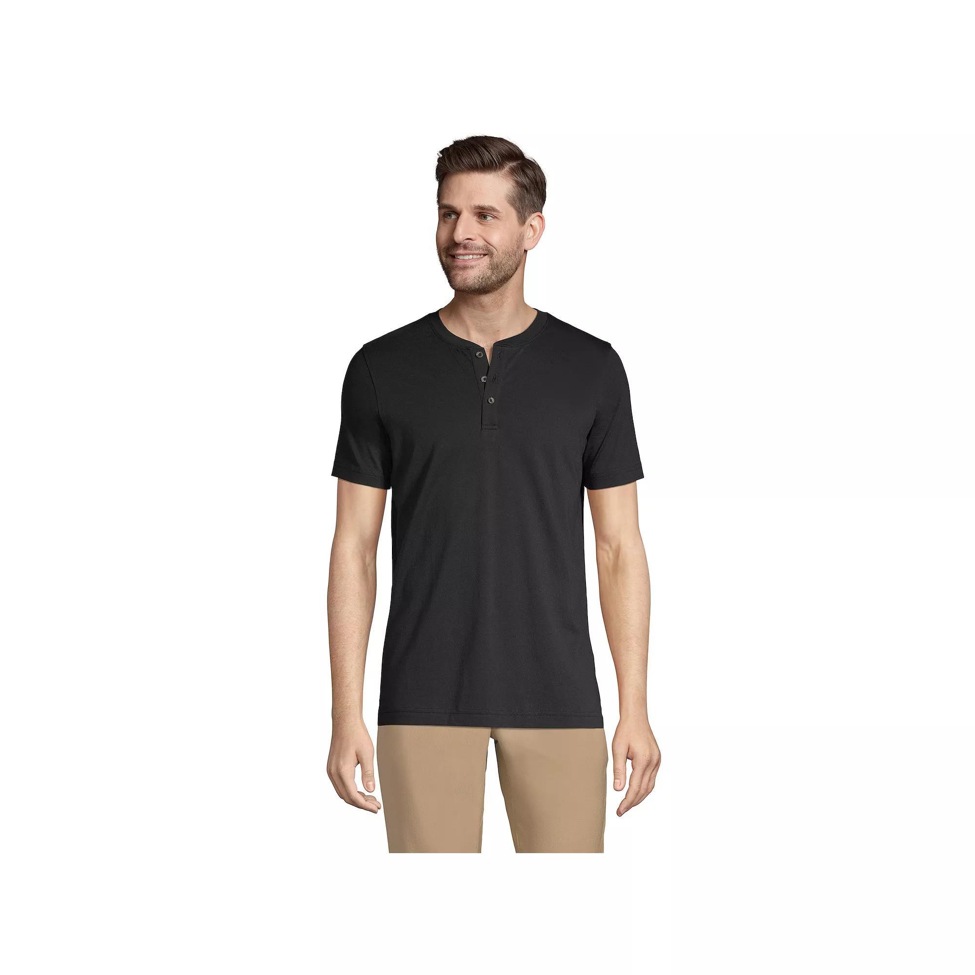 Big & Tall Lands' End Short Sleeve Supima Jersey Henley, Men's,  Product Image