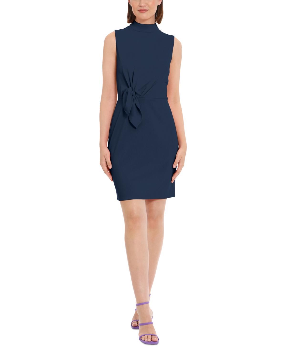 Donna Morgan Womens Bow-Detail Mock-Neck Mini Dress Product Image