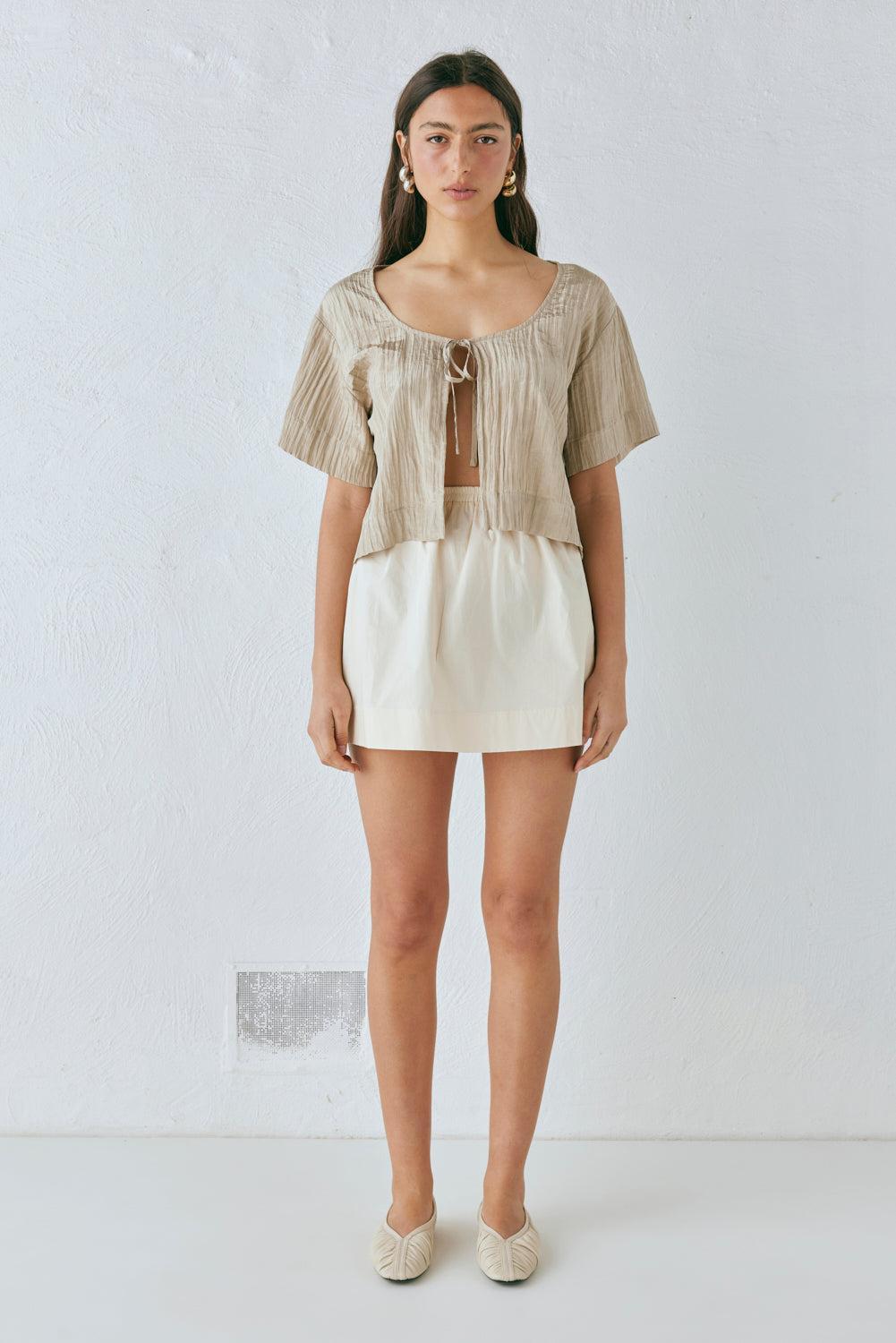 The Sea & I Smock Top Taupe Product Image