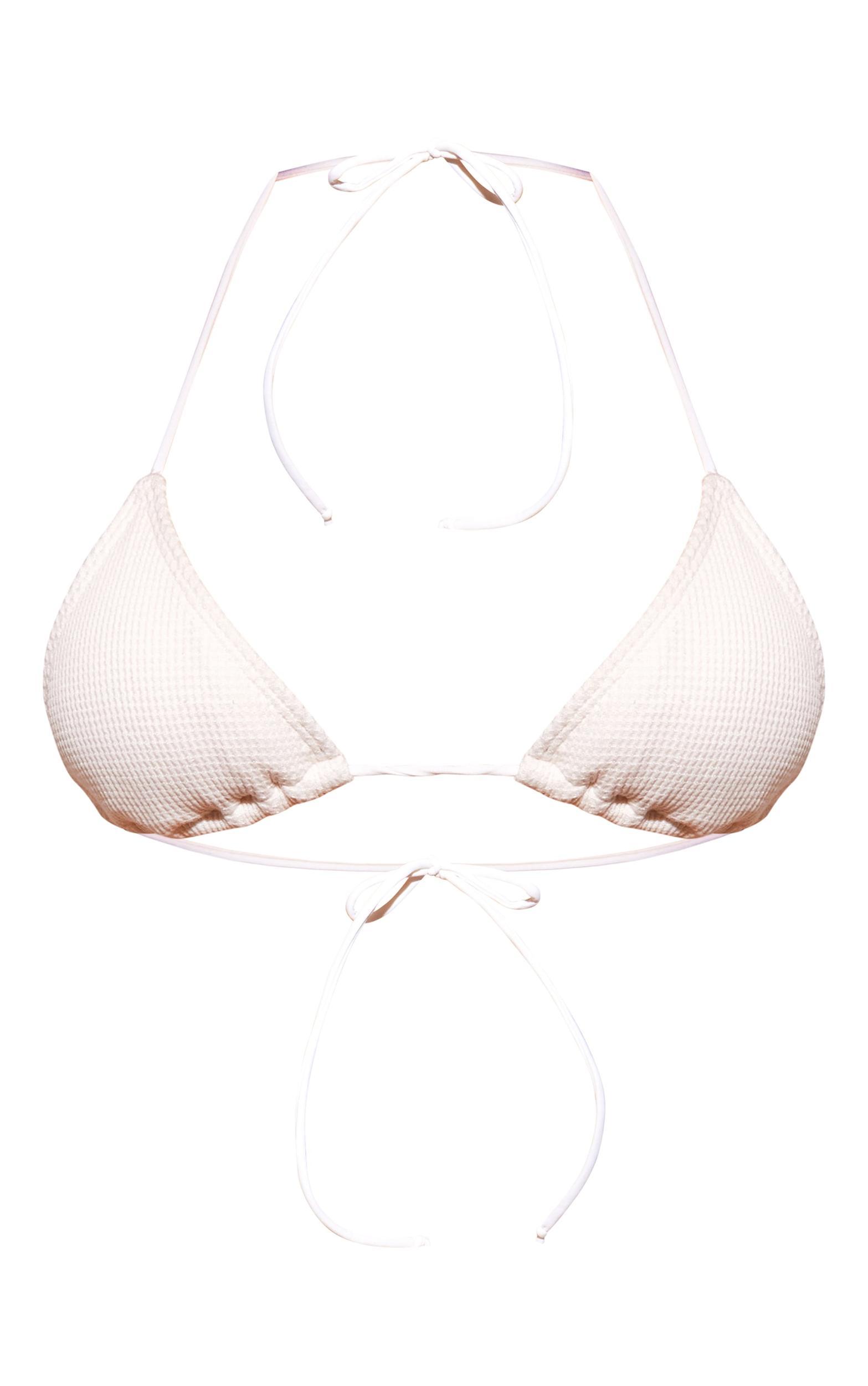 Cream Ribbed Triangle Bikini Top Product Image