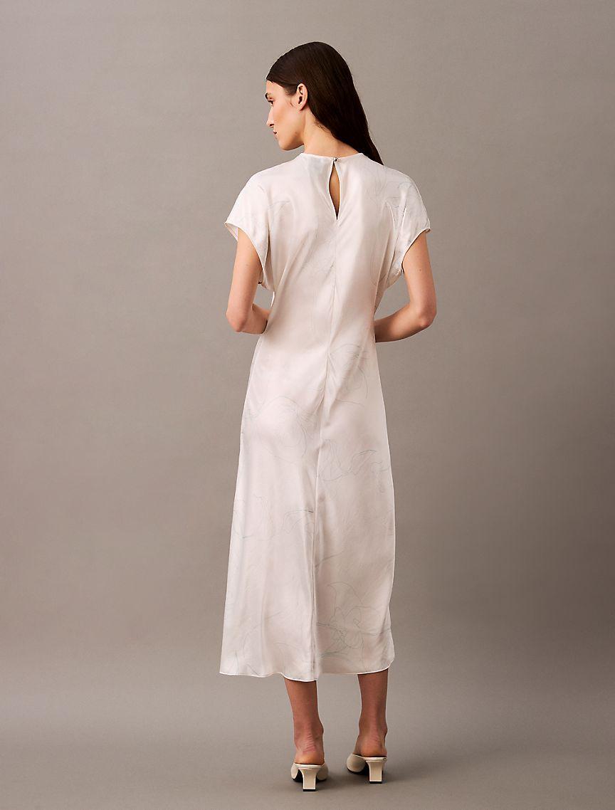 Crushed Satin Midi Sheath Dress Product Image