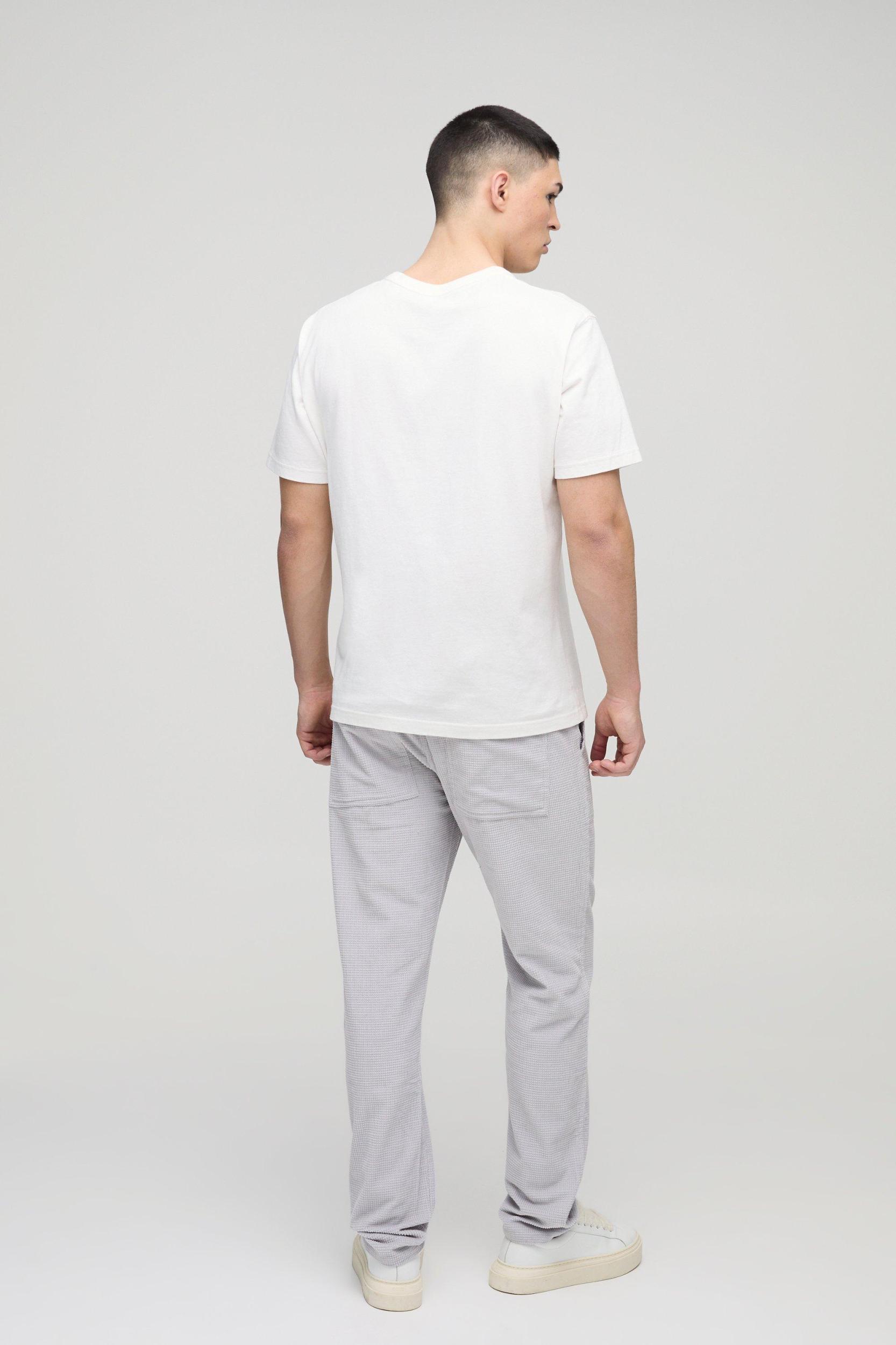 Elasticated Waist Slim Waffle Corduroy Pants | boohooMAN USA Product Image