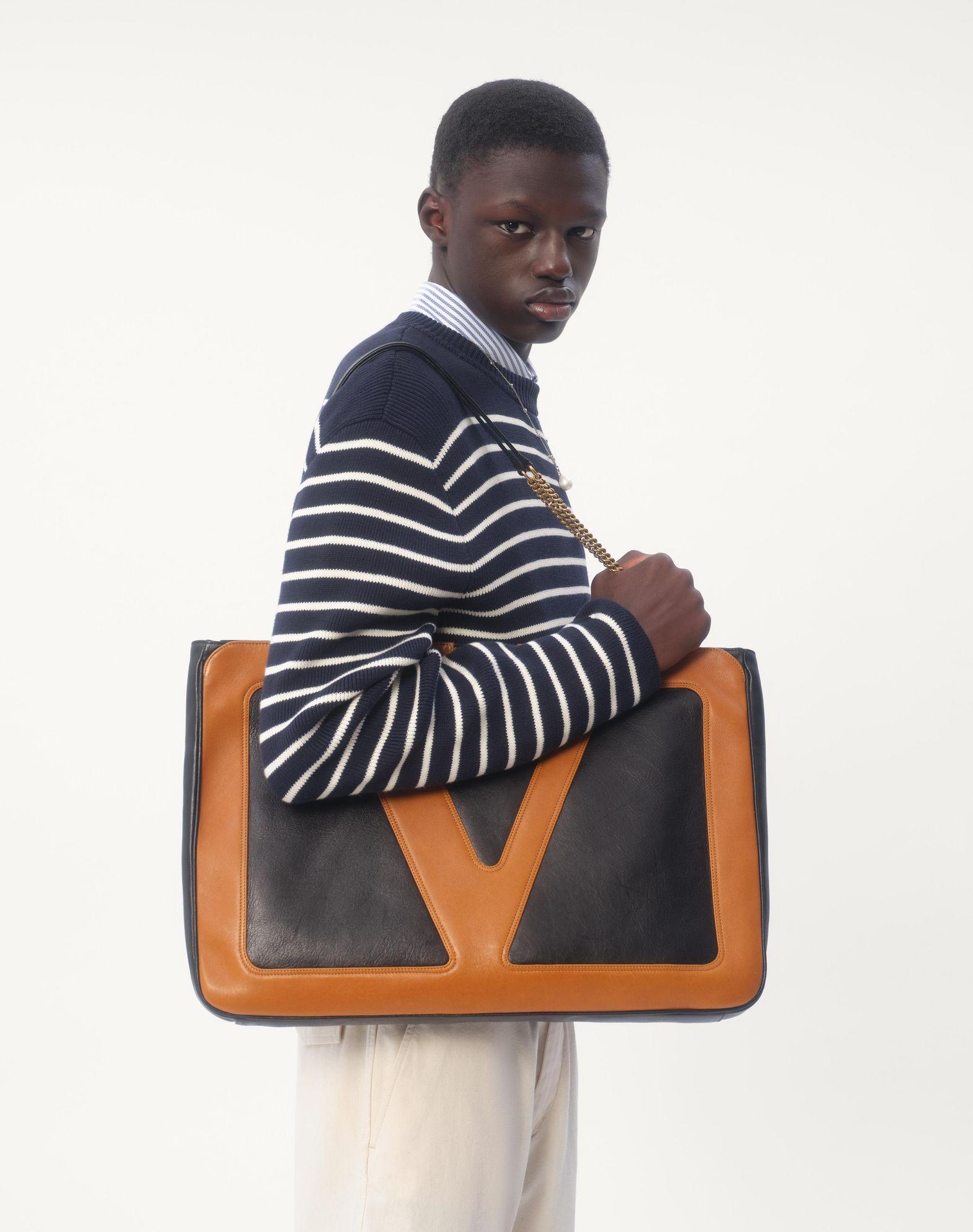 Striped Cotton Crewneck Sweater With Buttons On The Shoulder Product Image