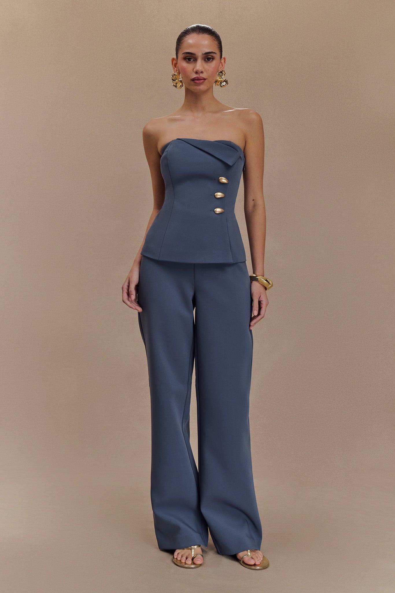 Lindie Straight Leg Suiting Pants - Steel Product Image