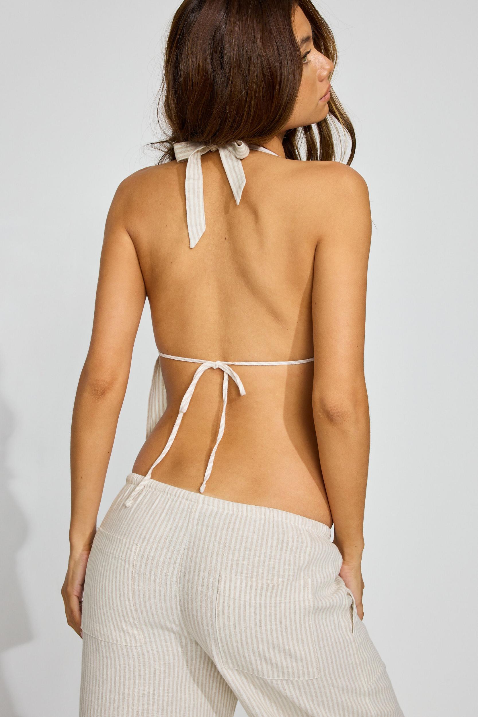 Linen Tie Back Halter Top Product Image