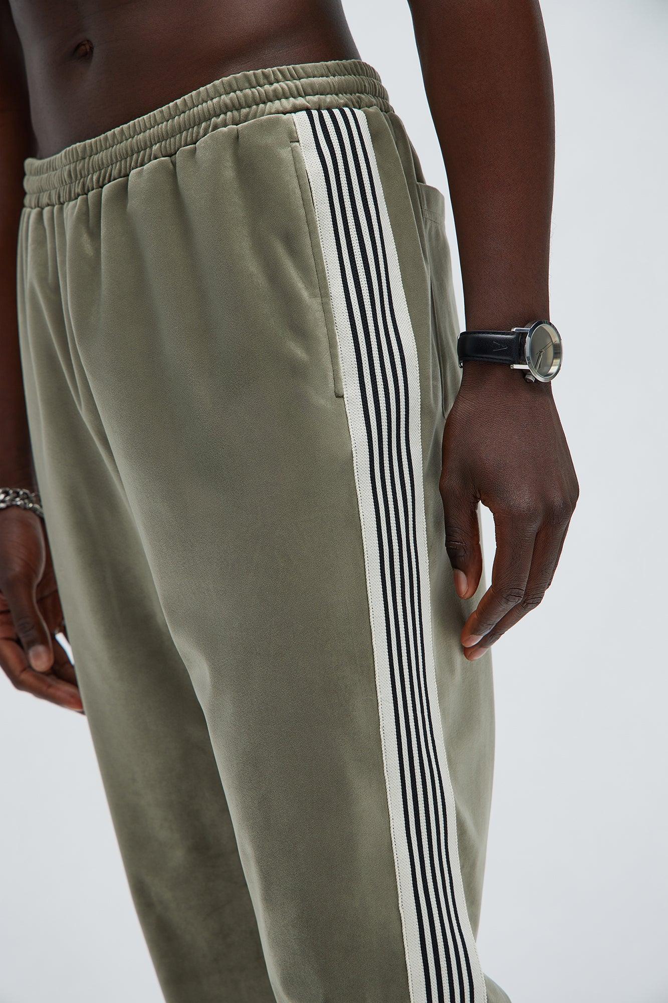 Up N' Down Velvet Track Pants - Olive Product Image