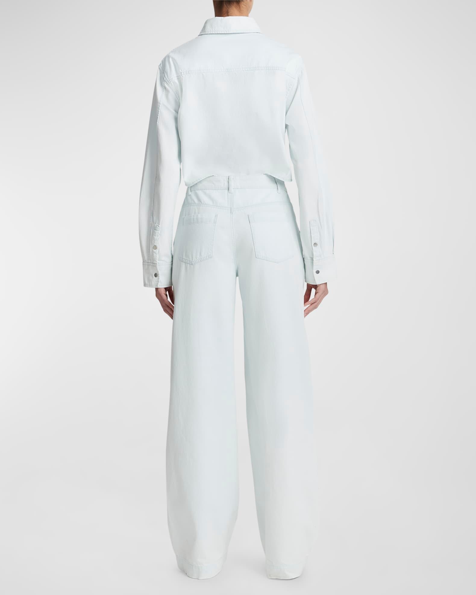 Washed Cotton Wide-Leg Trousers Product Image