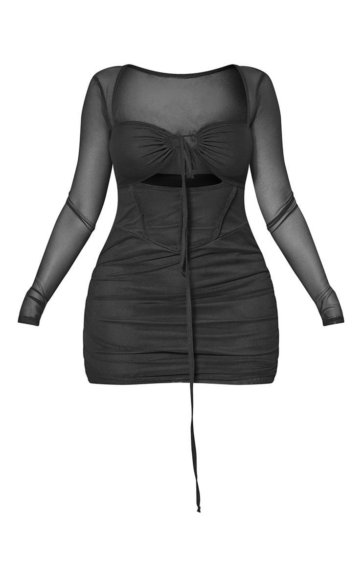 Shape Black Mesh Corset Detail Cut Out Bodycon Dress Product Image