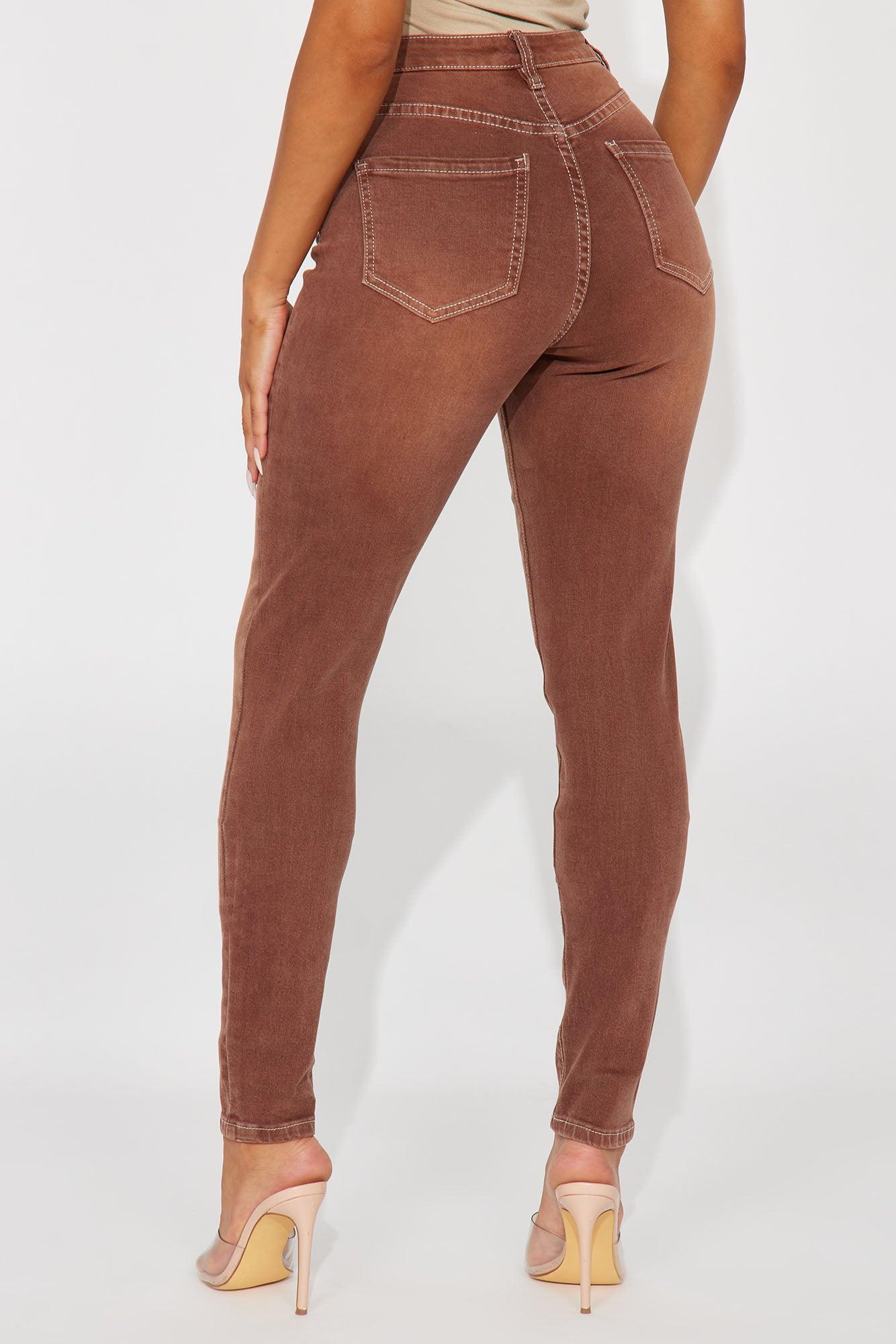 Tall Give It A Shot Stretch Skinny Jeans - Brown Product Image