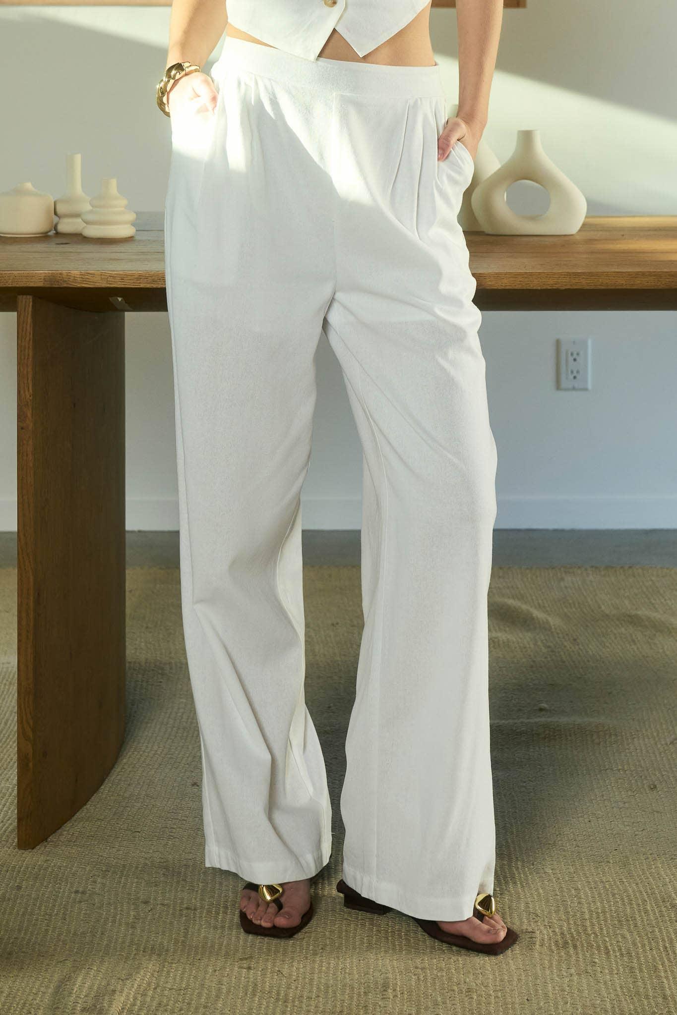 High Waisted Front Pleat Pants Product Image