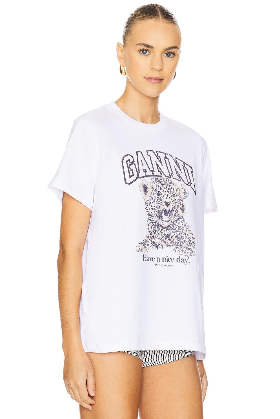 Basic Jersey Leopard Relaxed T-Shirt Ganni Product Image