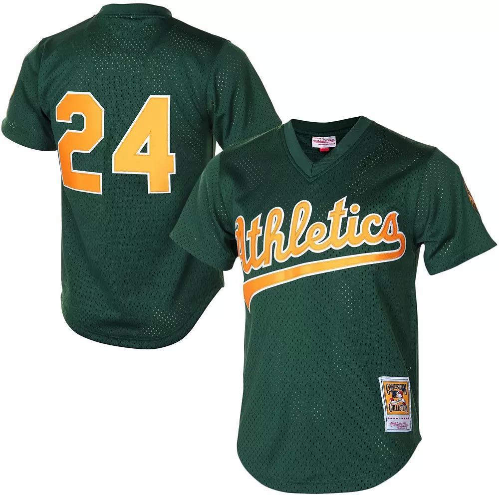Men's Mitchell & Ness Rickey Henderson Green Oakland Athletics 1998 Cooperstown Mesh Batting Practice Jersey, Size: Small Product Image