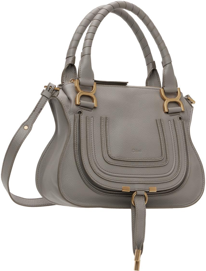 CHLOÉ Marcie Medium Satchel Bag In Grey Product Image