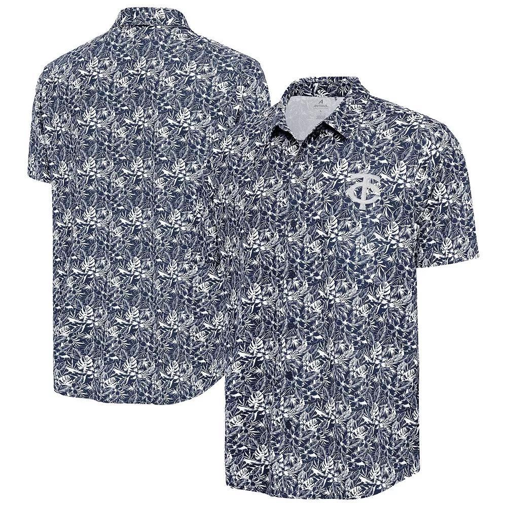 Men's Antigua Navy Minnesota Twins Resort Button-Up Shirt, Size: Medium, Blue Product Image