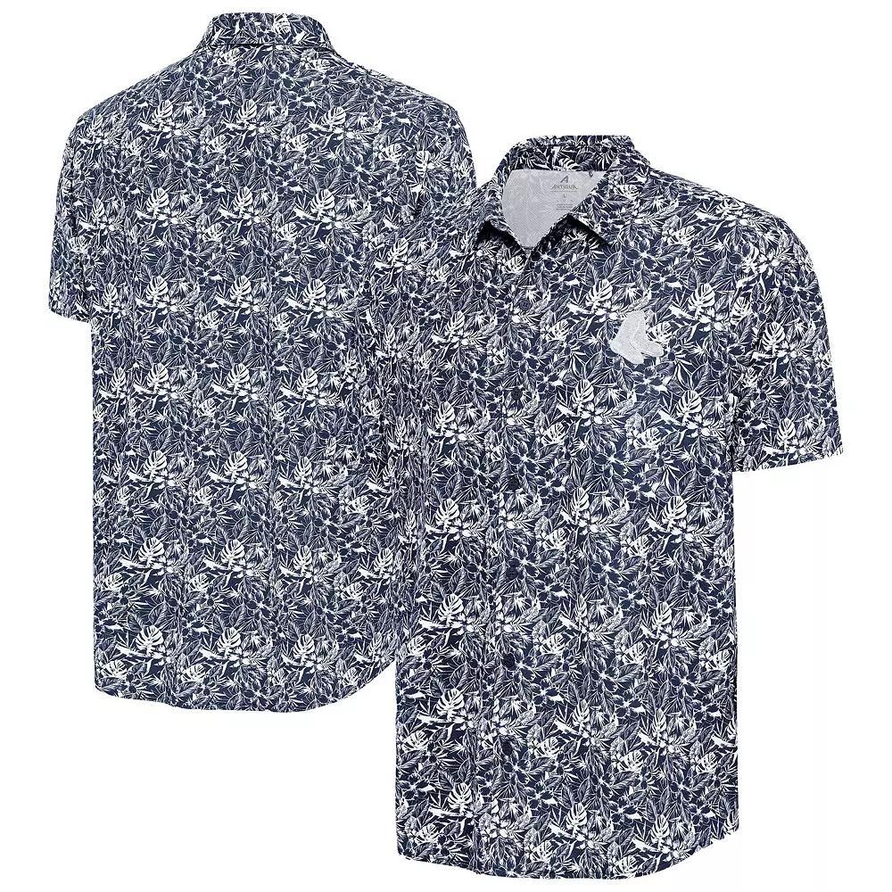 Men's Antigua Navy New York Yankees Resort Button-Up Shirt, Size: Large, Blue Product Image