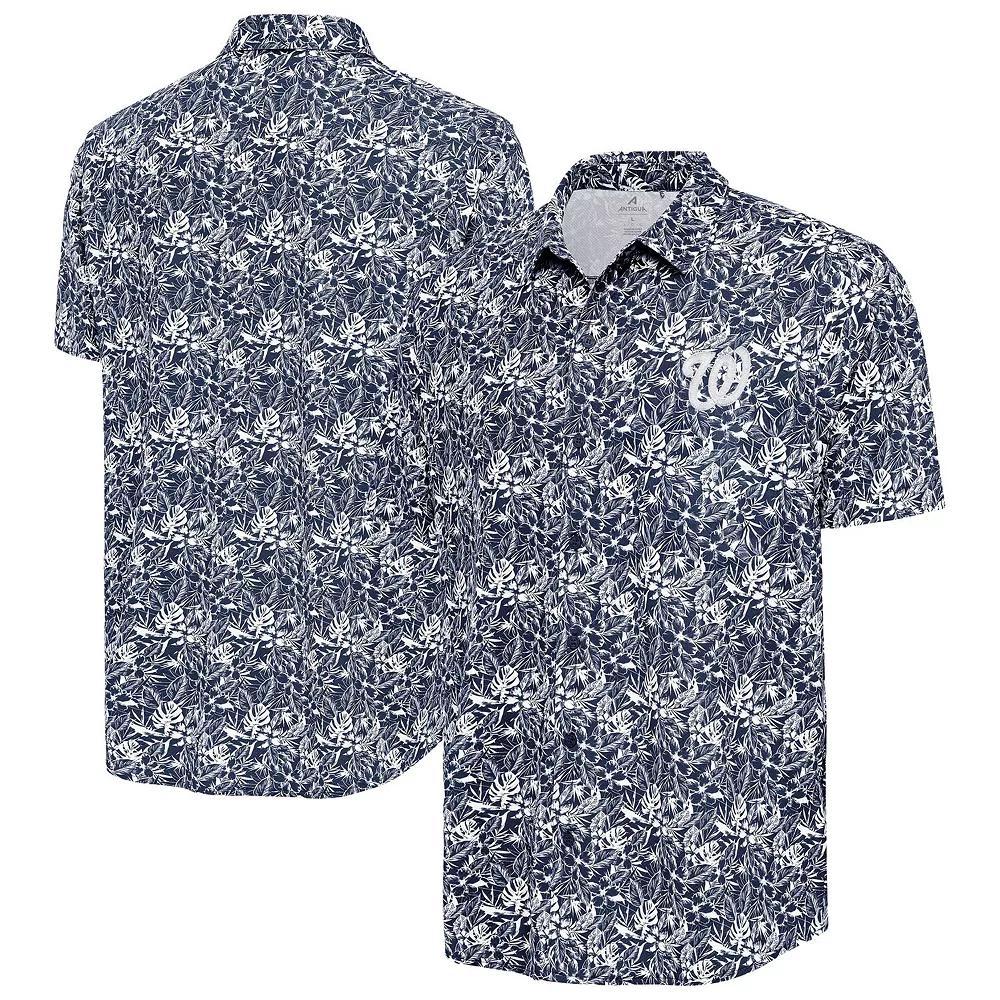 Men's Antigua Navy Cleveland Guardians Resort Button-Up Shirt,  Product Image