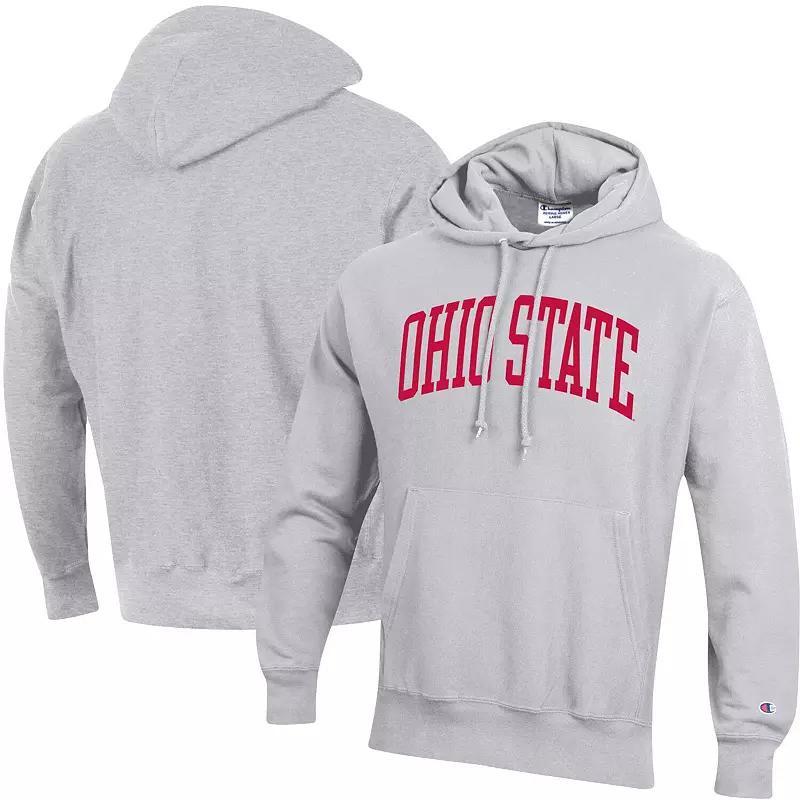 Mens Champion Heathered Gray Ohio State Buckeyes Team Arch Reverse Weave Pullover Hoodie Product Image