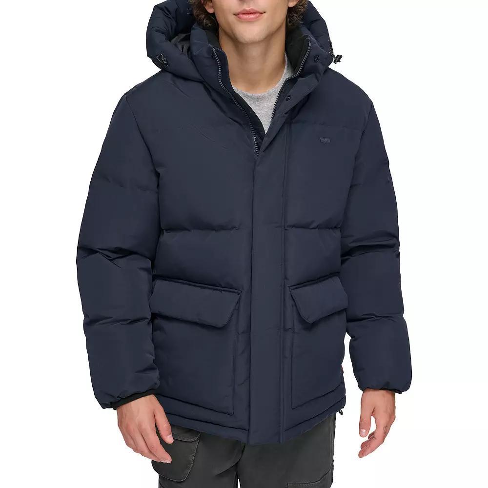 Men's Levi's® Heavyweight Hooded Puffer Parka Coat, Size: Large, Black Product Image