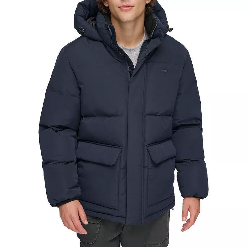 Men's Levi's® Heavyweight Hooded Puffer Parka Coat, Size: Large, Blue Product Image