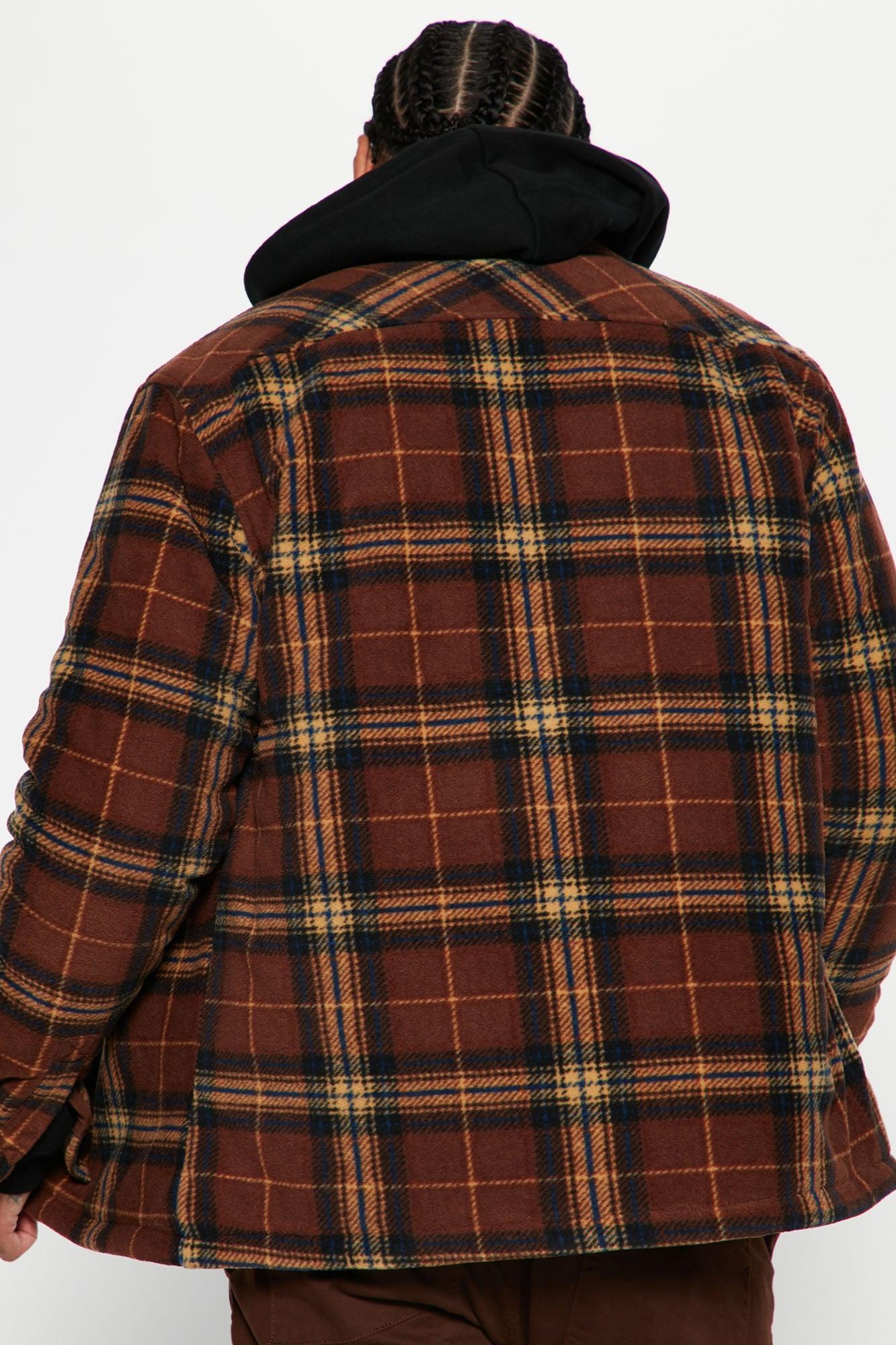 Check Out Flannel Shacket - Brown/combo Product Image