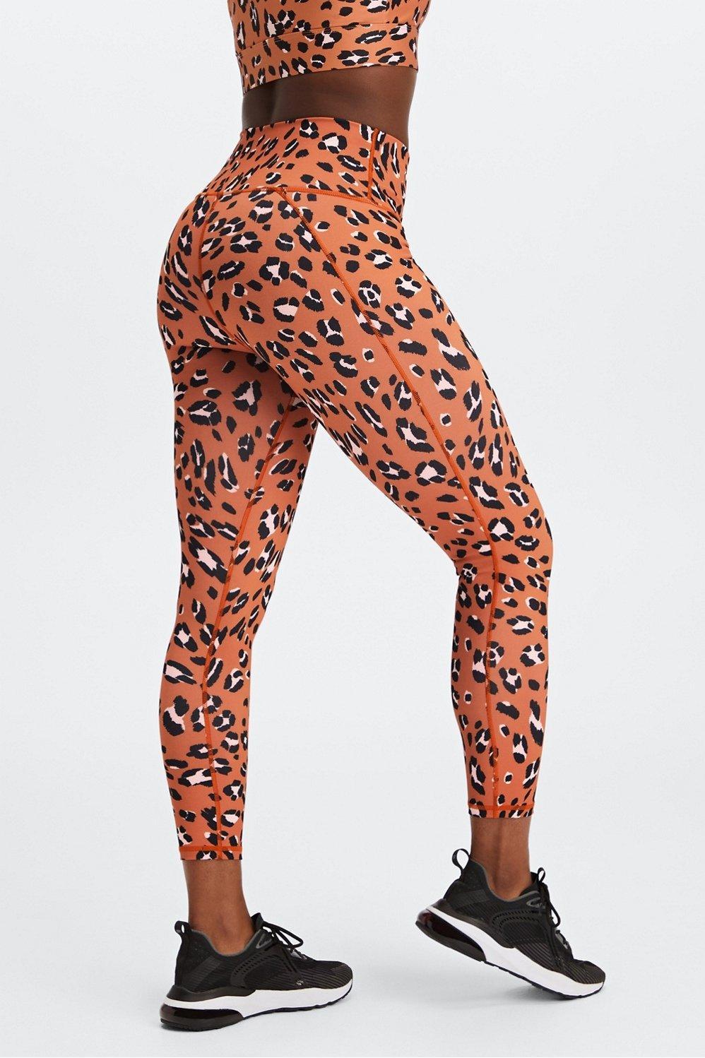 Fabletics Define High-Waisted 7/8 Legging Womens Burnt Ochre Wavy Leo plus Size 4X Product Image