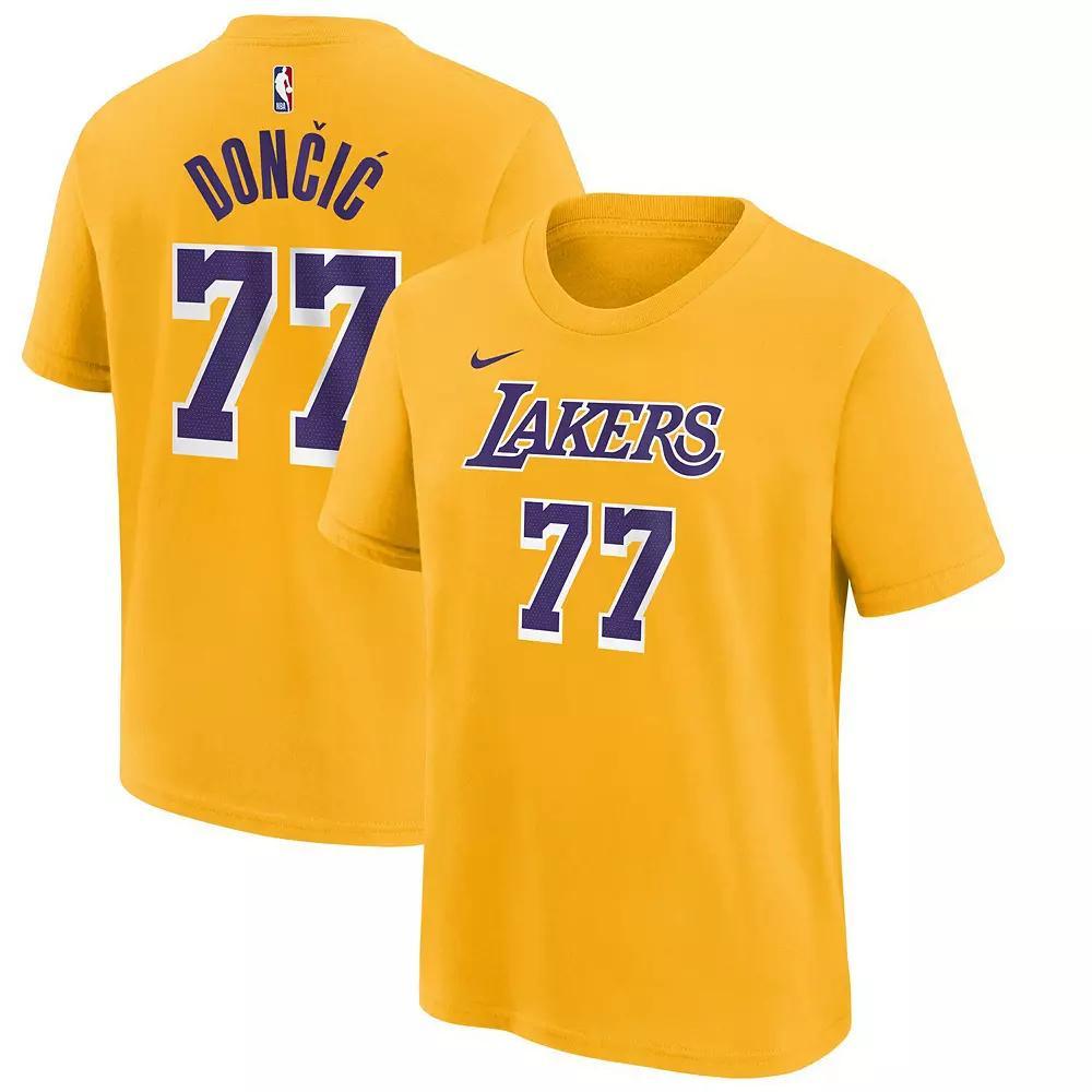 Men's Nike Luka Don i Gold Los Angeles Lakers Icon Edition Name & Number T-Shirt,  Product Image