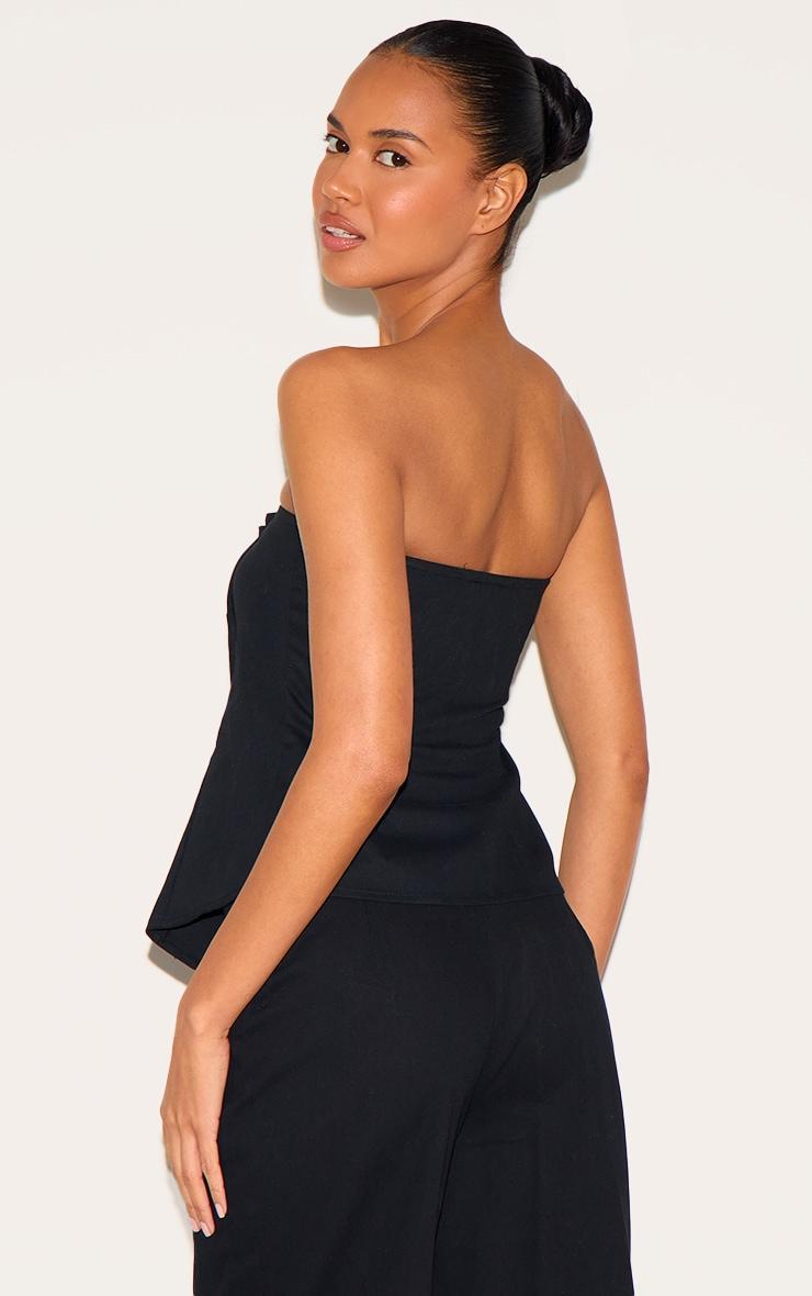 Black Twill Foldover Bandeau Top Product Image