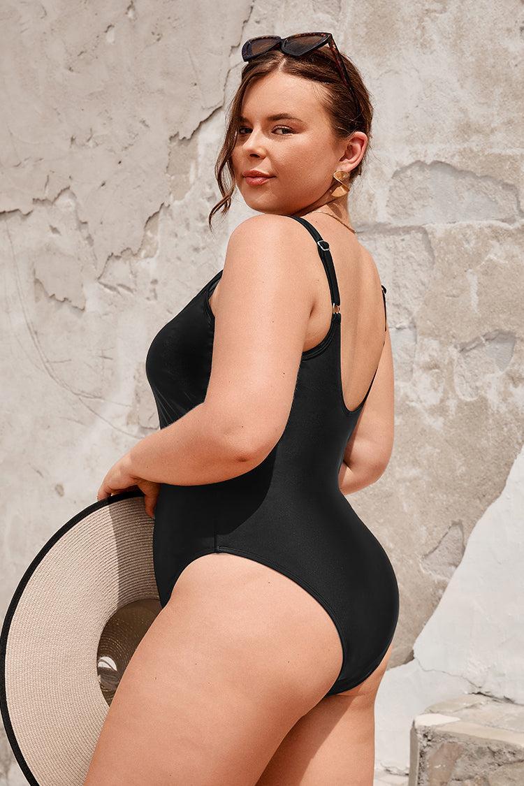 Palm Beach Nights Mesh High Neck Plus Size One Piece Swimsuit Product Image