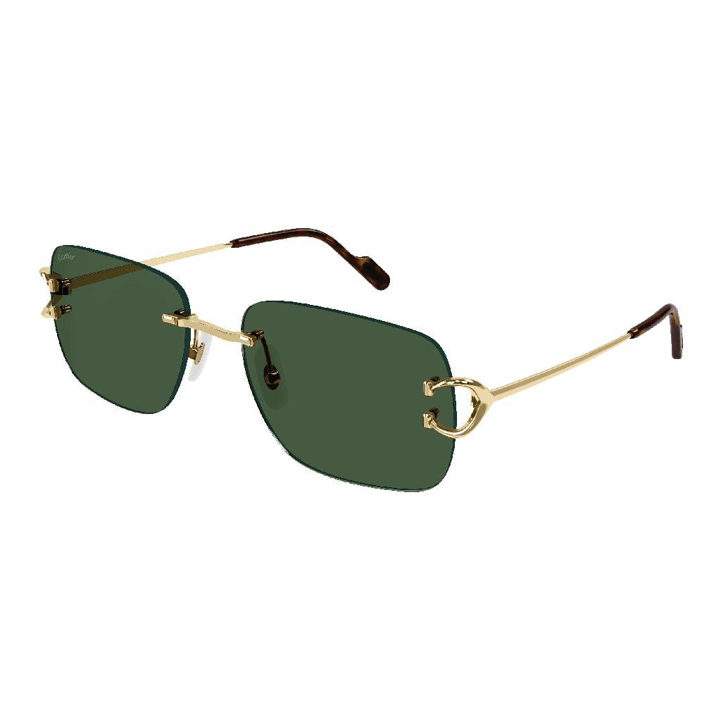 CARTIER Rectangle Frame Sunglasses In Gold Product Image