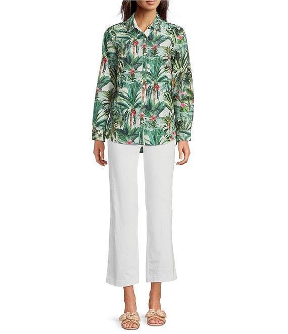 J.McLaughlin Britt Tropical Floral Print Mandarin Collar Long Sleeve Button Front Blouse Product Image