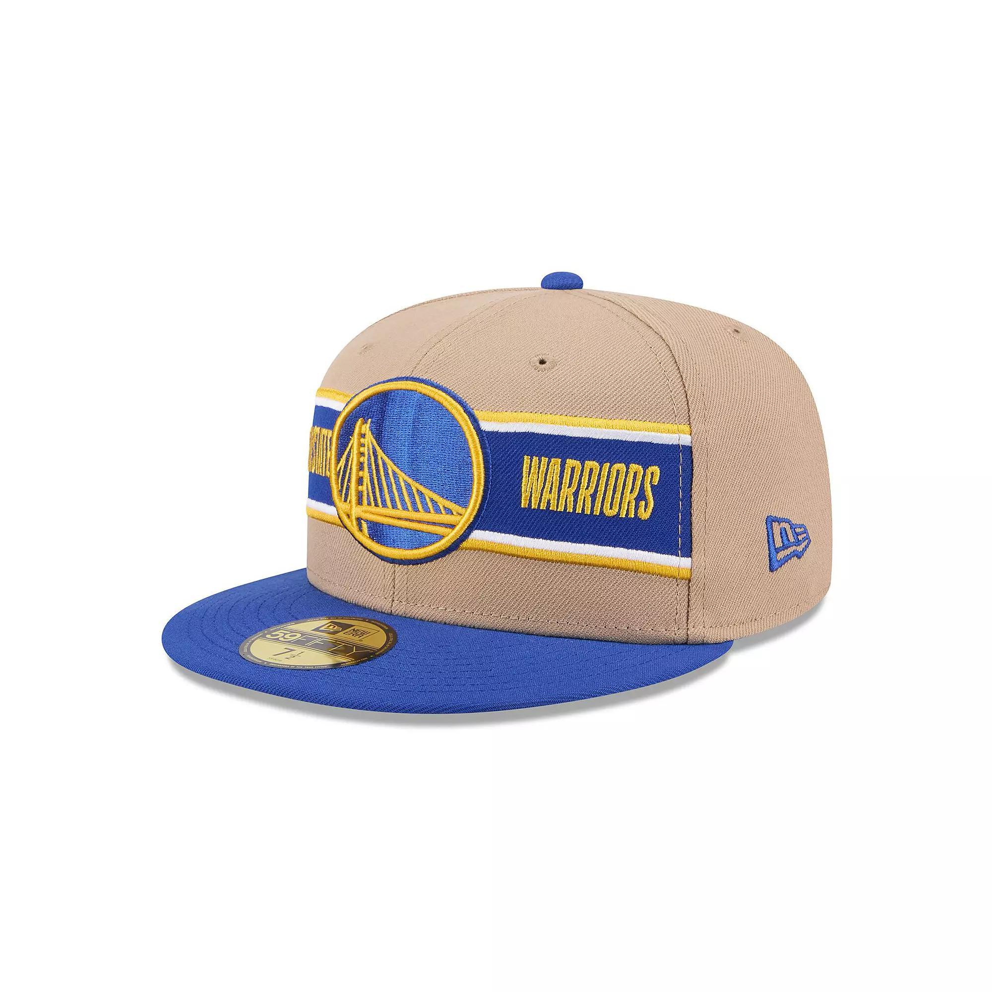 Men's New Era Tan/Royal Golden State Warriors 2024 NBA Draft 59FIFTY Fitted Hat,  Product Image