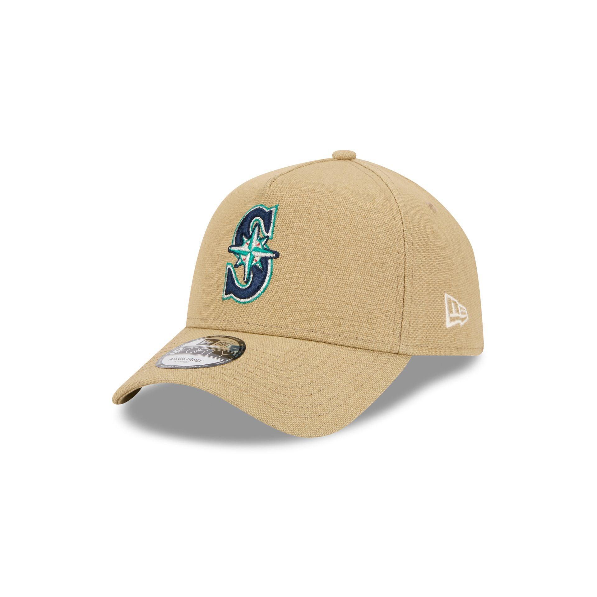 Seattle Mariners Logo Essentials Khaki 9FORTY A-Frame Snapback Hat Male Product Image