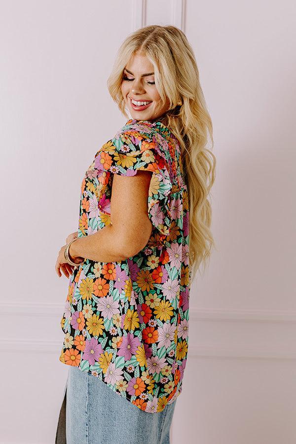 Floral Galore Shift Top In Black Curves Product Image