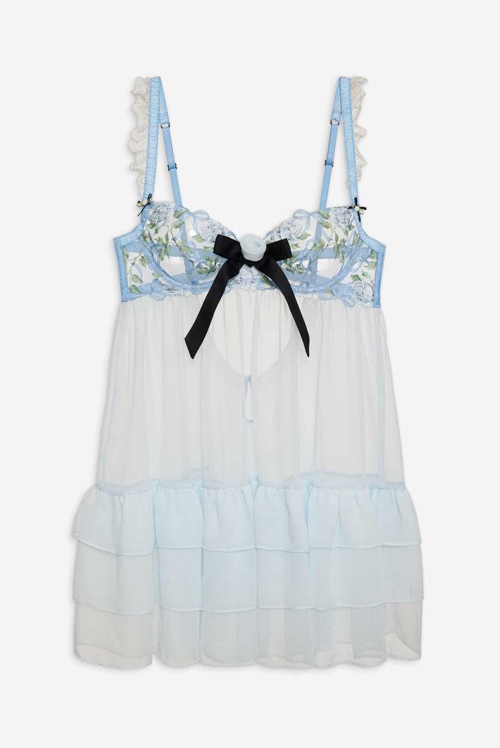 Dawn Babydoll Slip Dress — Blue Product Image