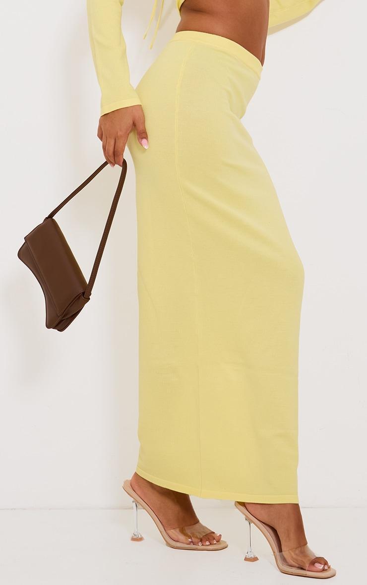 Petite Yellow Knitted Tie Waist Maxi Skirt Product Image