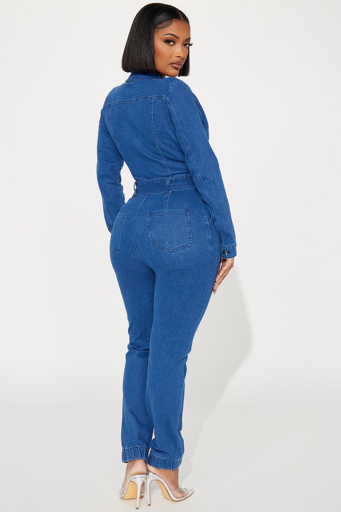 Good For Your Ego Denim Jumpsuit - Medium Wash Product Image