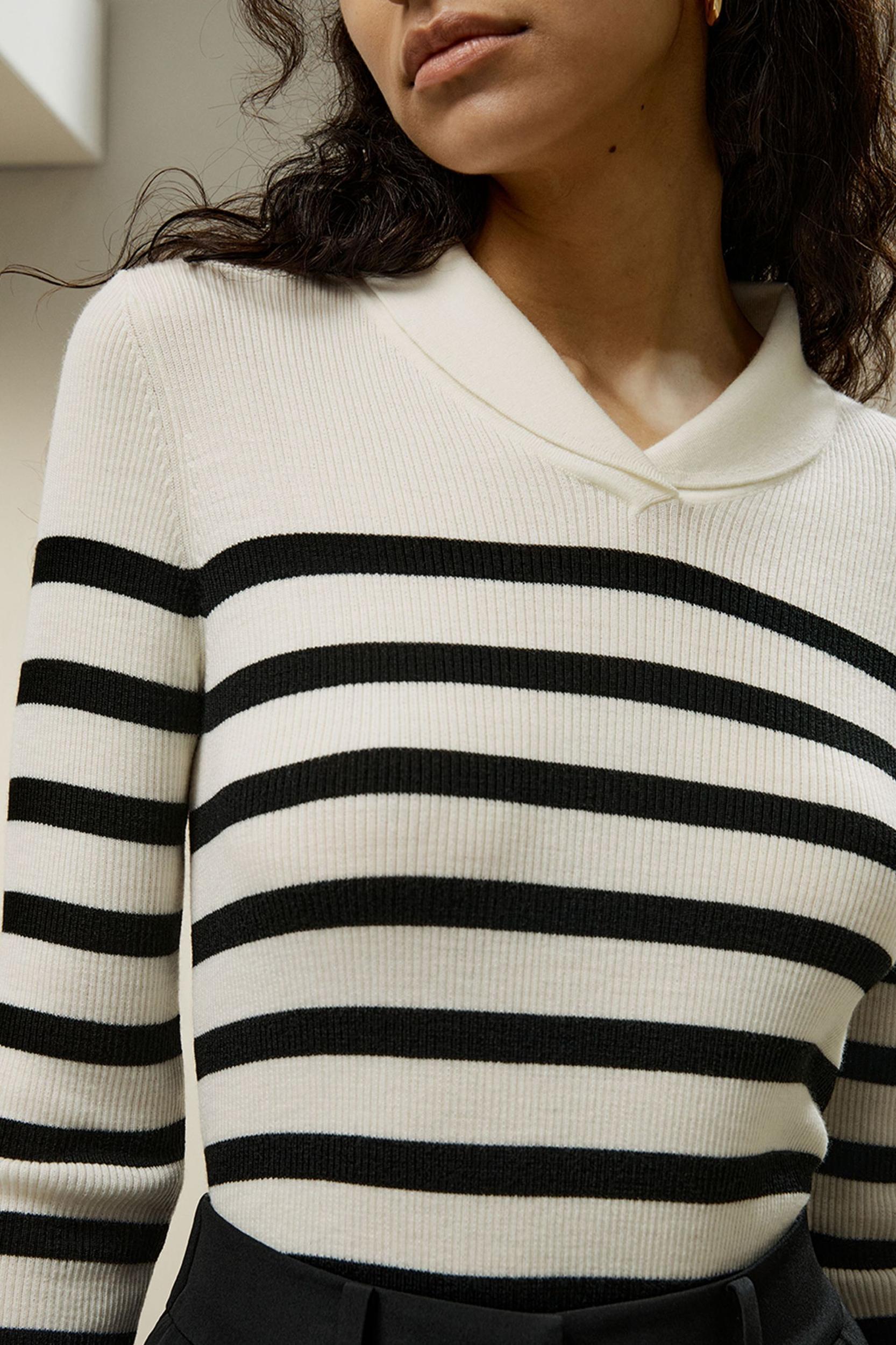 Striped Ultra-fine Merino Wool Sweater Product Image