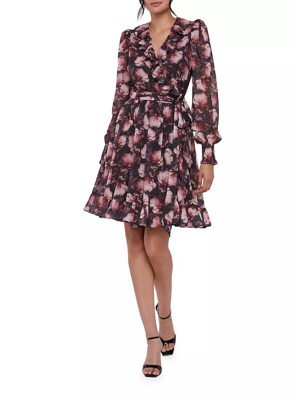 Ruffled Floral Wrap Dress Product Image