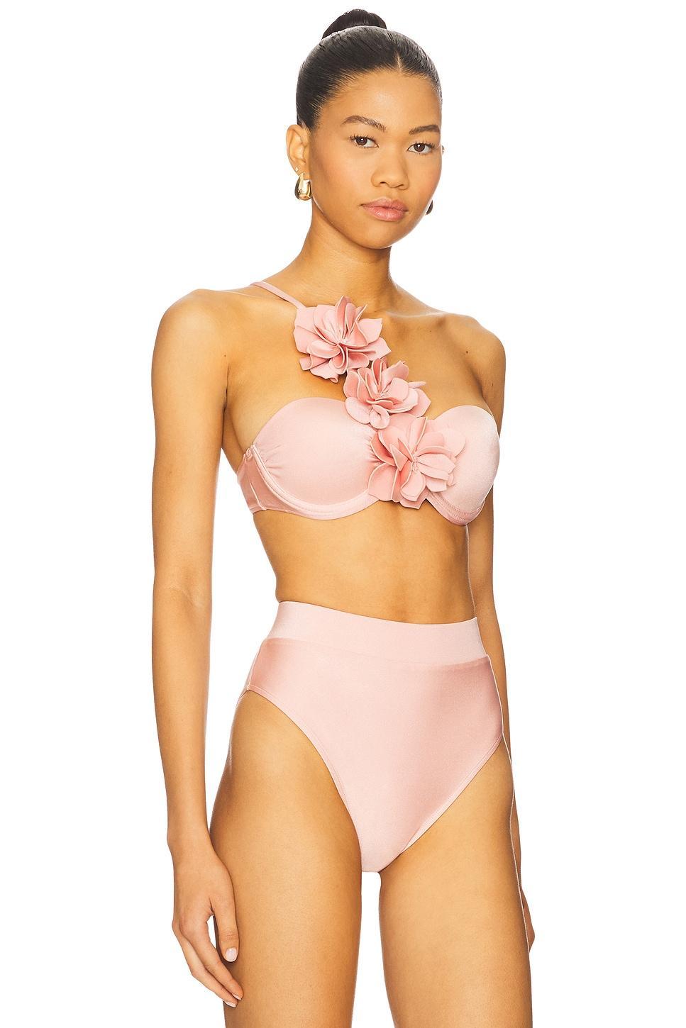 Lagoa Lycra Flower Applique Bikini Top PatBO Product Image