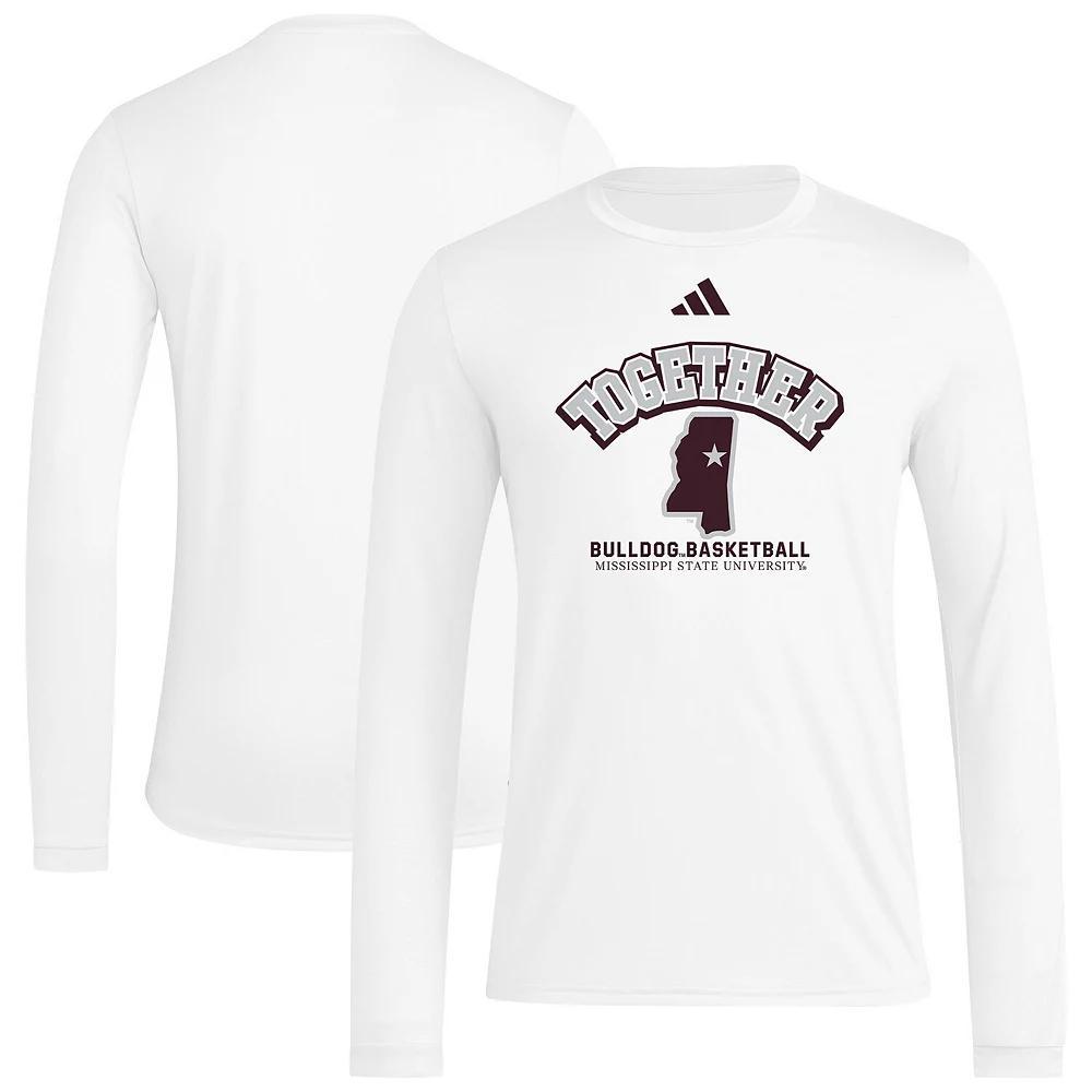Men's adidas White Mississippi State Bulldogs Together On-Court Pregame Long Sleeve T-Shirt, Size: Small, Mst White Product Image