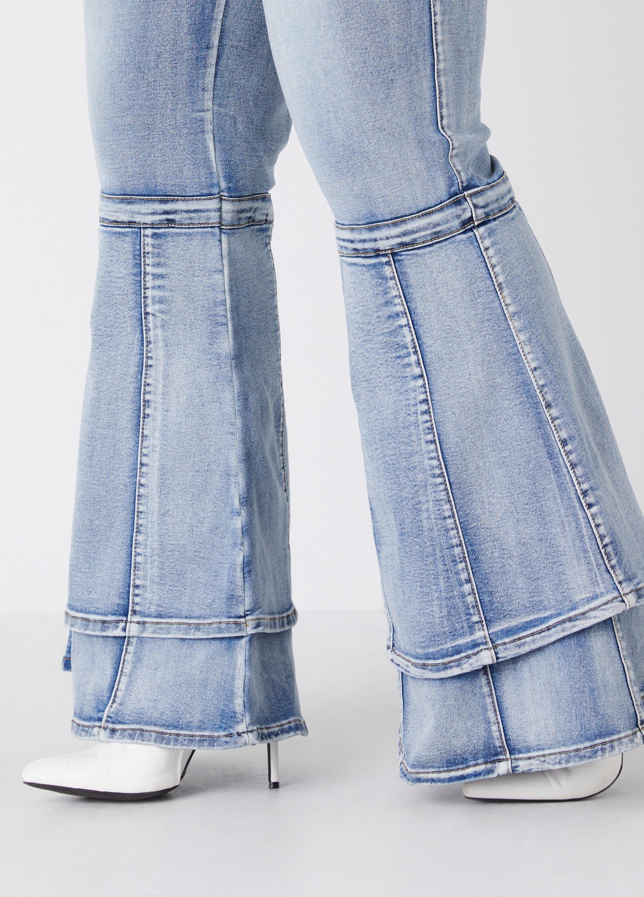 Tiered Bell Bottom Jeans Product Image