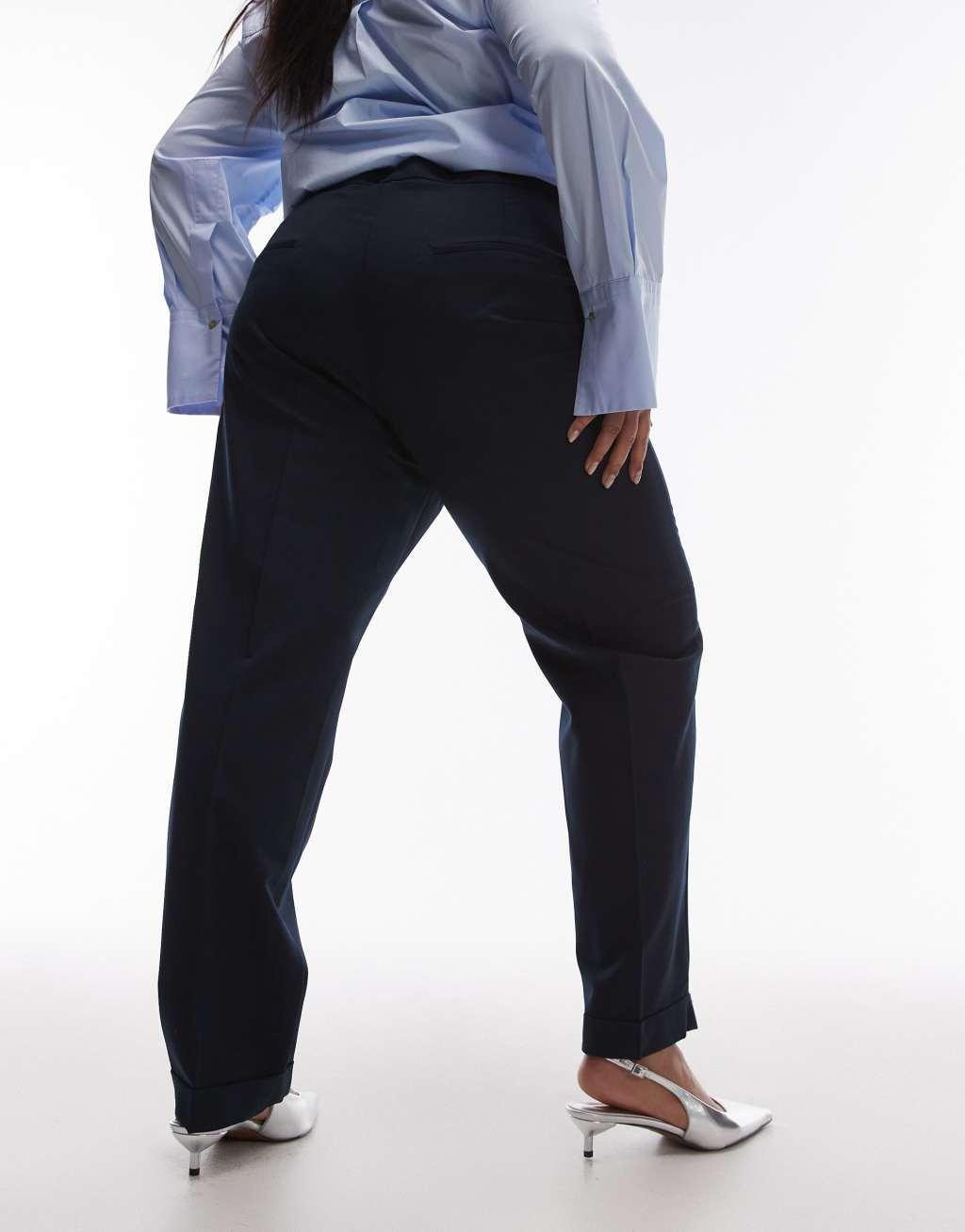 Mango Curve suit slim pants in navy Product Image