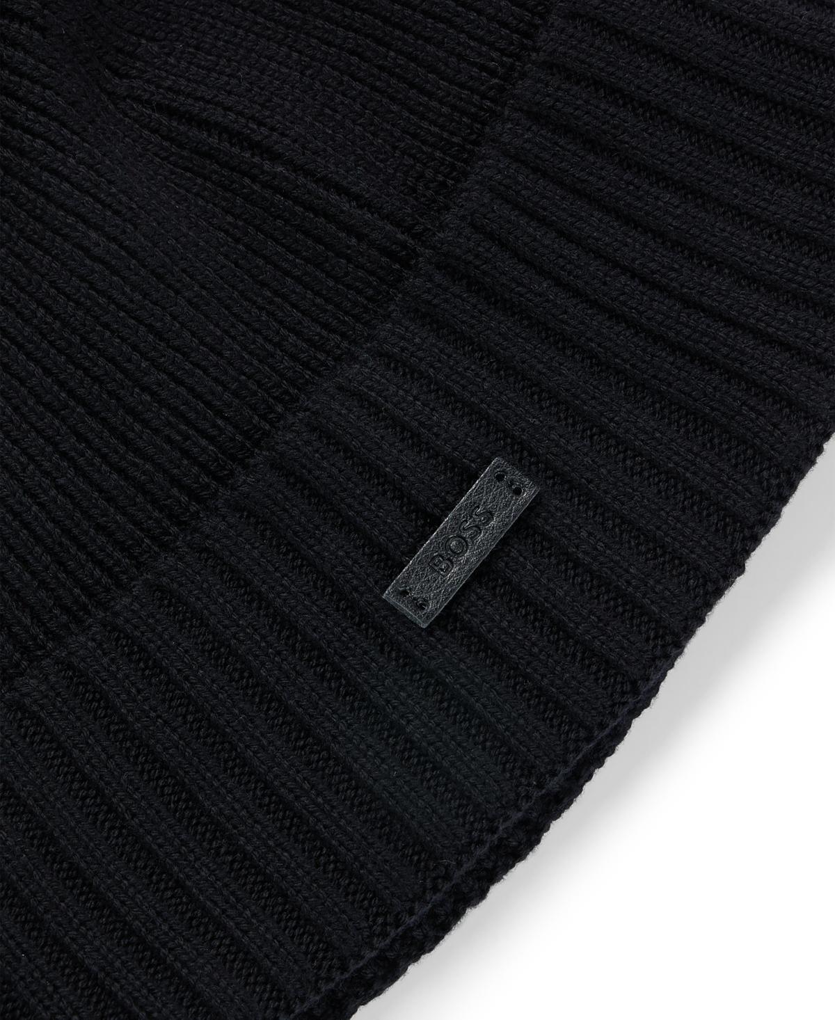 Boss By  Men's Ribbed Beanie Hat In Black Product Image