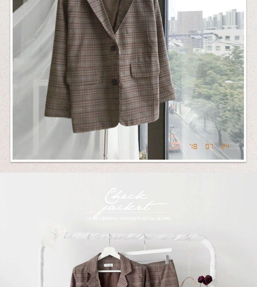 Plaid Blazer / A-line Skirt Product Image