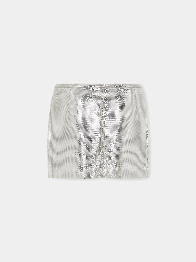 SILVER MINI SKIRT IN MESH Product Image