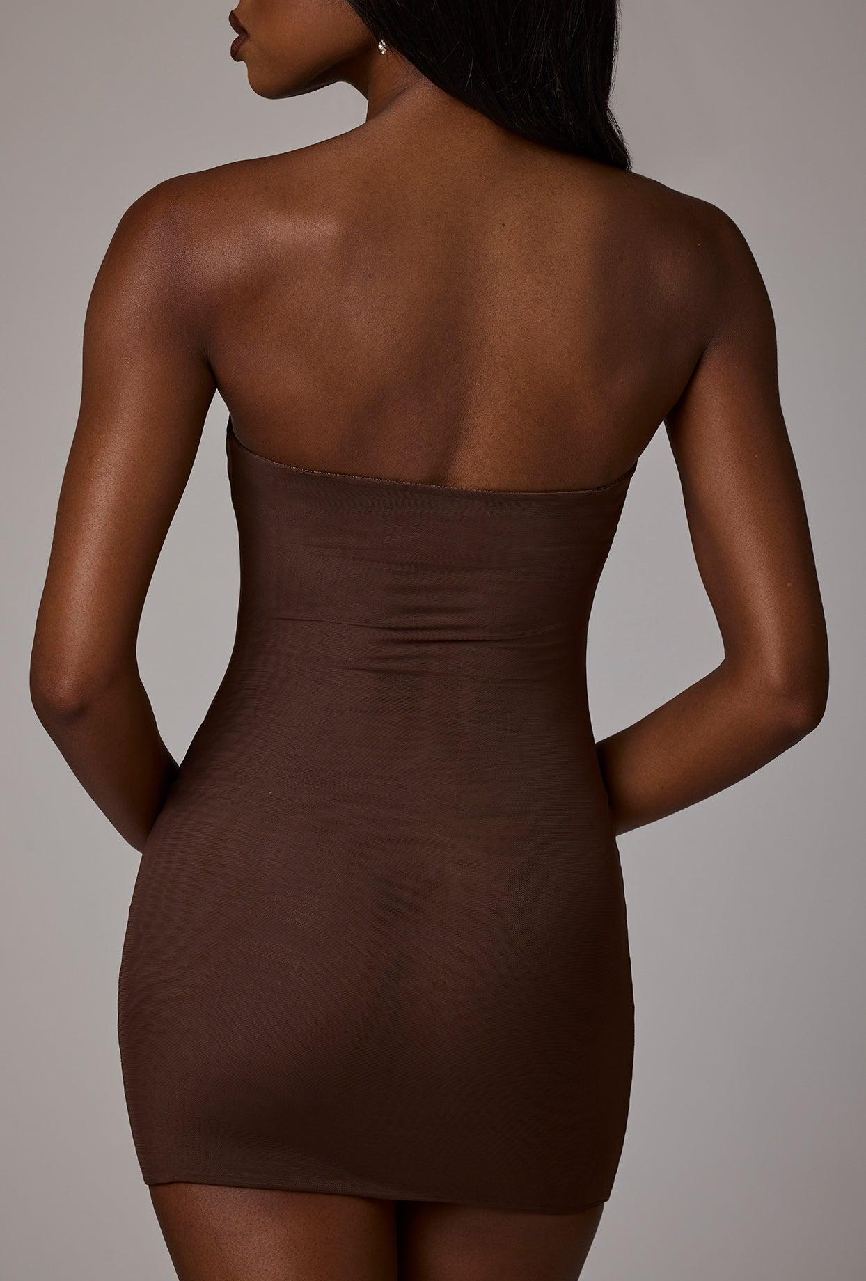 Soft Mesh Mini Slip Dress in Deep Cocoa Product Image