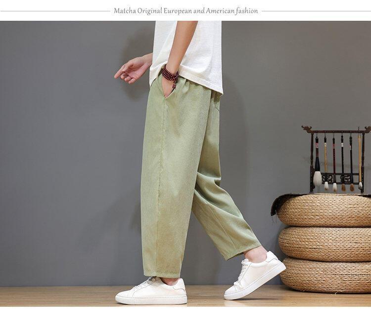 Drawstring Waist Plain Capri Straight Leg Pants Product Image