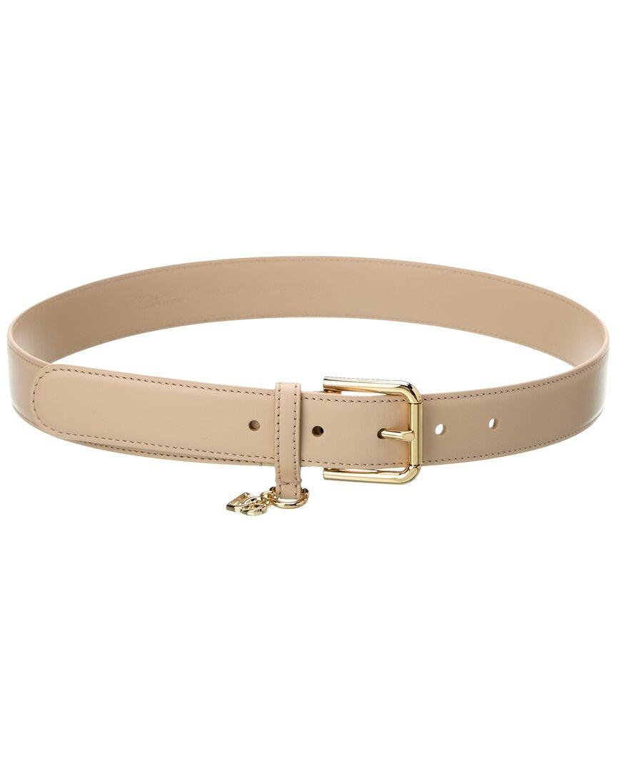 DOLCE & GABBANA Dg Logo Charm Leather Belt In Pink Product Image